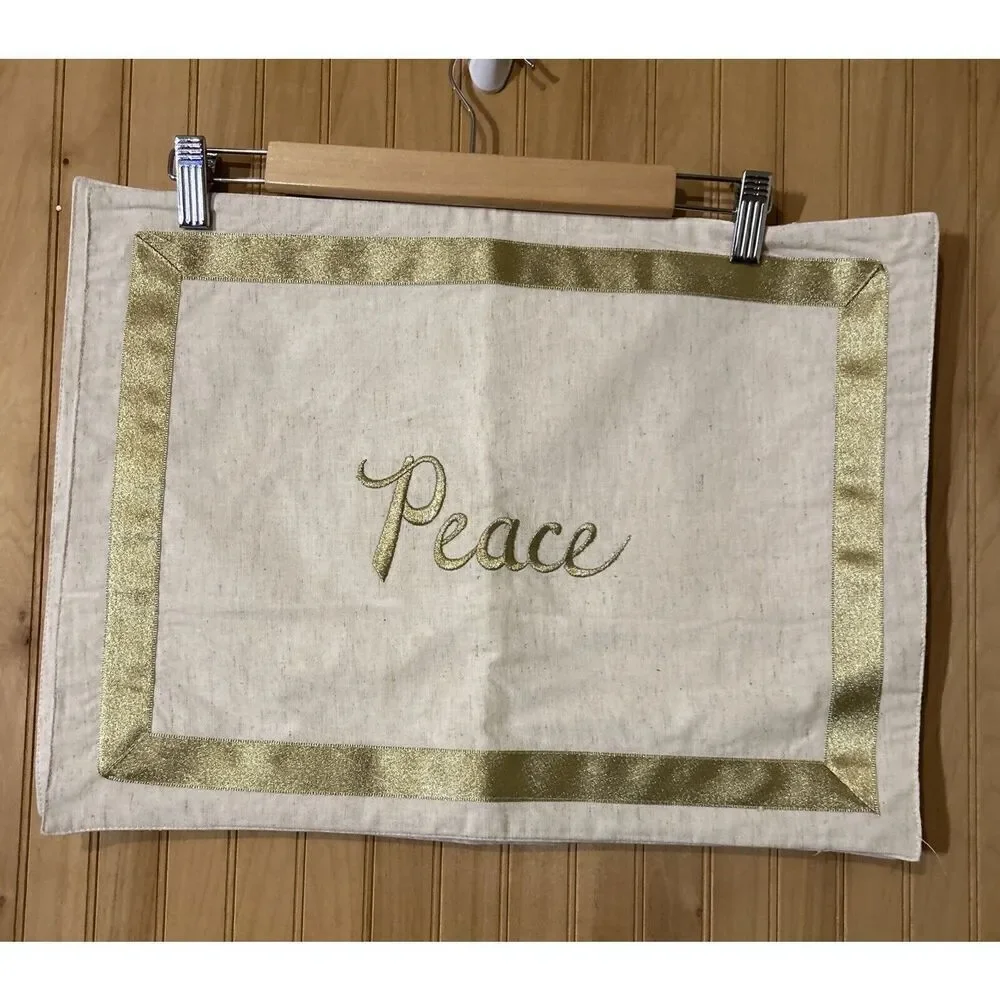 Gold Trim Peace Embroidered Placemats